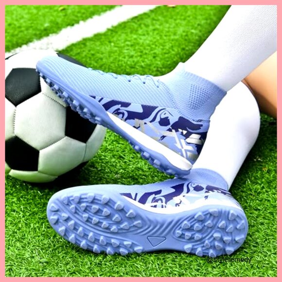 High Top Soccer Cleats with TPU Upper, Lace-Up Athletic Shoes main image 4